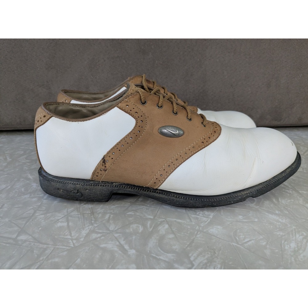 Nike Zoom Air Kempshall Golf Shoes White Tan Saddle Oxford Spikeless Vintage Sz8 - Picture 2 of 10